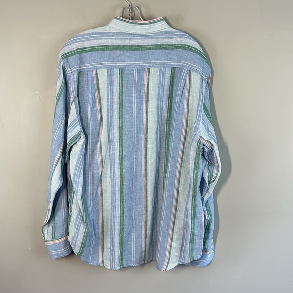 Tommy Bahama Men’s Break Line 100% Linen Striped Button Down Shirt Large Beachy - Picture 2 of 14